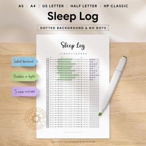 Monthly Sleep Tracker Printable – Hourly Log, Planner Insert (Digital Download)