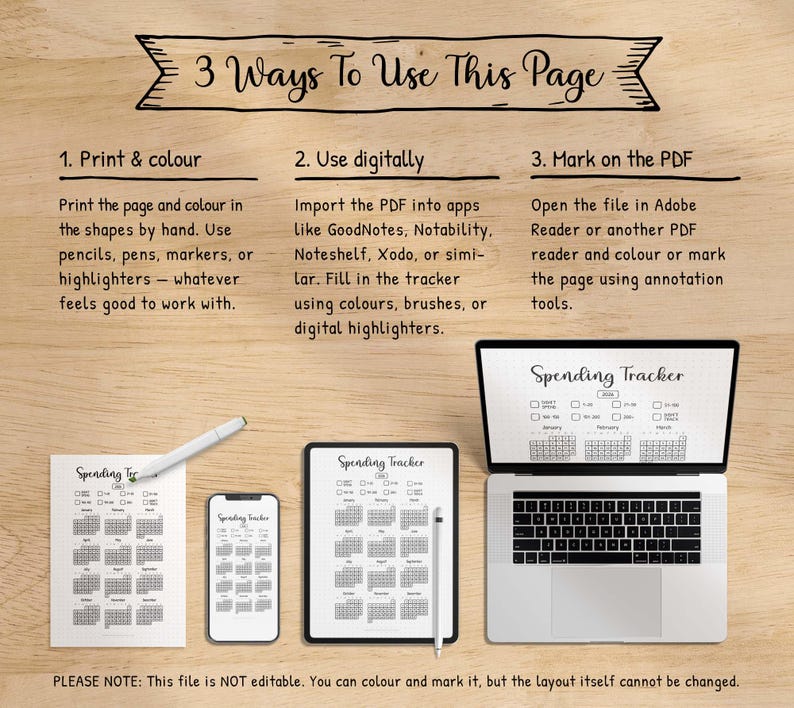 Spending Visual Tracker 2026 Yearly Spending Tracker Printable – Visual Budget & No-spend ...