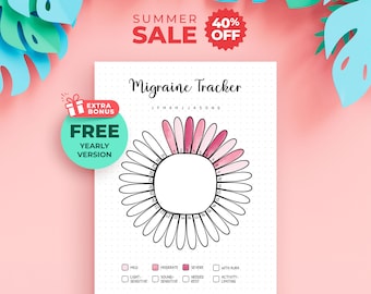 Monthly Migraine Tracker Printable – Visual Symptom Log (Digital Download)