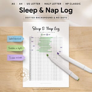 Monthly Sleep & Nap Tracker – Printable Planner Insert (A5, A4, Letter Sizes) (Digital Download)
