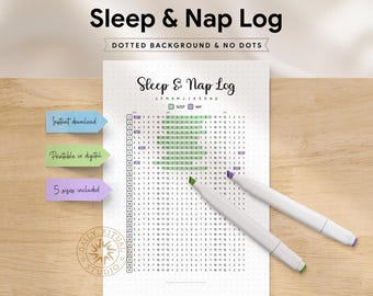 Monthly Sleep & Nap Tracker – Printable Planner Insert (A5, A4, Letter Sizes) (Digital Download)