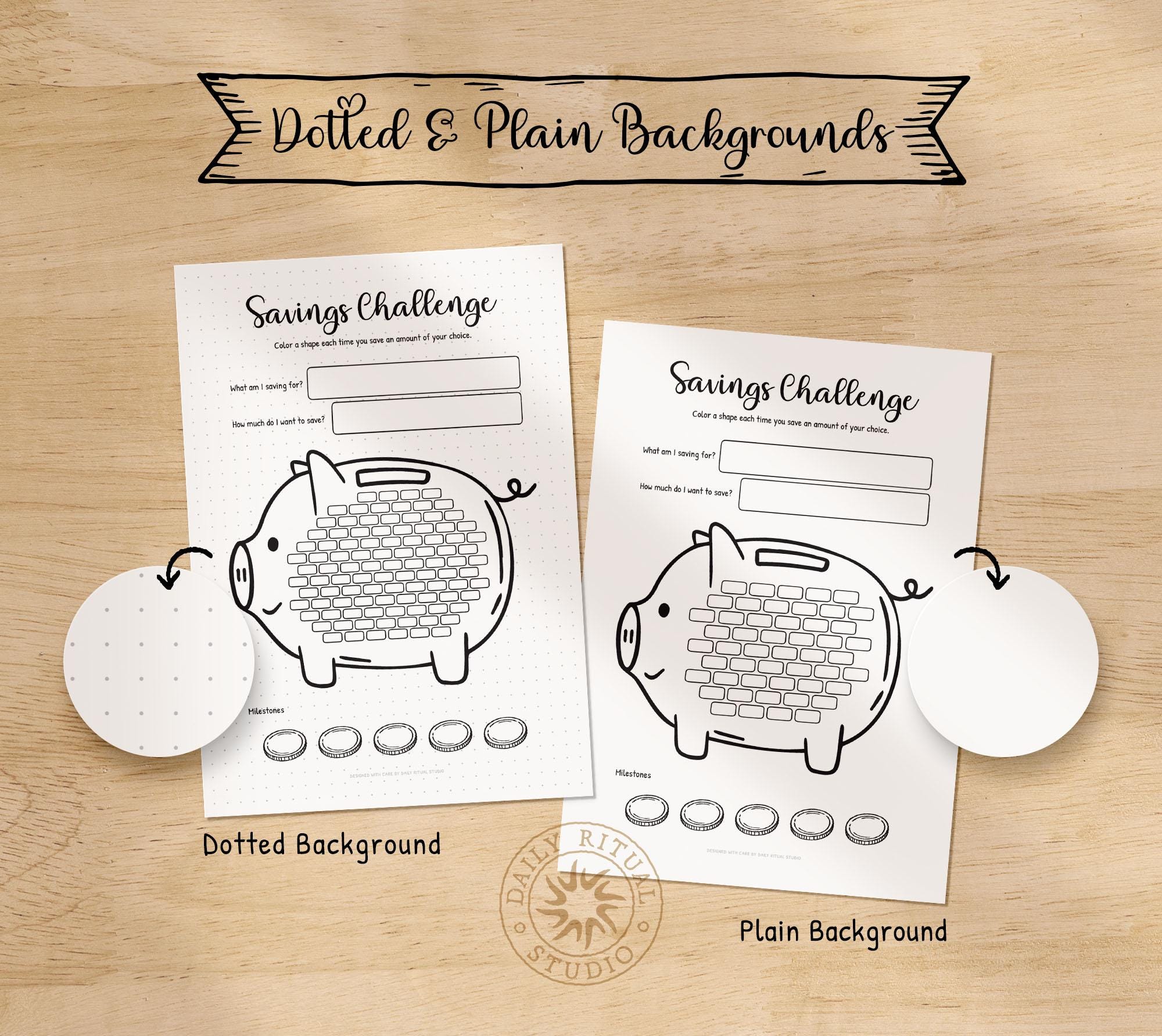 Savings Challenge Printable — Piggy Bank Tracker, You Set the Goal, 50 ...