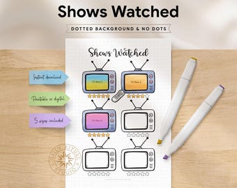 Shows Watched – TV Series Tracker with Ratings | Printable Viewing Log