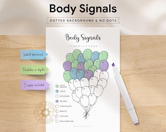 Body Signals Tracker Printable – Monthly Body Awareness and Somatic Check-In for Bullet Journals