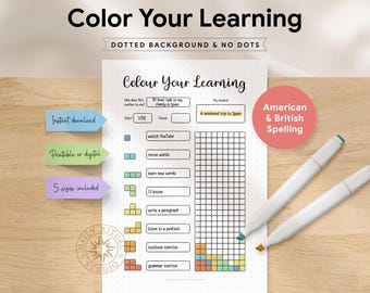 Printbare tracker voor leergewoonten — Kleur een vakje in voor elke studiesessie en bepaal je beloning.