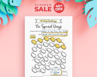 No Spend Days – 30 Day Challenge | Printable No-Spend Tracker | Mindful Spending & Savings Challenge