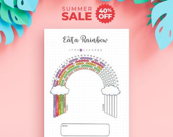 Eat a Rainbow – Monthly Fruit & Vegetables Tracker | Colourful Food Habit Tracker | Printable Nutrition Log