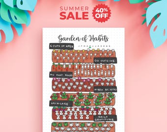 Monthly Habit Tracker Printable — Garden of Habits, Grow 6 Habits All Month Long