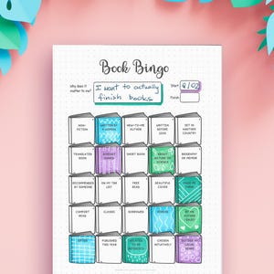 Book Bingo Reading Challenge Printable | Reading Bingo Card | Book Tracker | Bullet Journal Insert