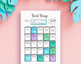 Printbare leesbingo-uitdaging | Leesbingokaart | Boektracker | Inlegvel voor bullet journal