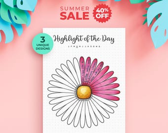 Highlight of the Day Printable — Monthly Gratitude Log, Three Human-Made Designs, One Line Per Day