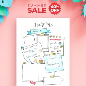 About Me Printable — Scrapbook Style Journal Page, Fill It Your Way