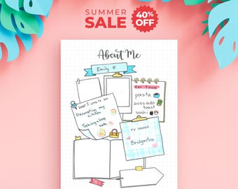 About Me Printable — Scrapbook Style Journal Page, Fill It Your Way