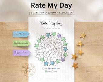 Rate My Day Printable – Monthly Daily Rating Tracker for Planners, Journals & Bullet Journals