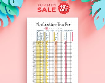 Medication Tracker Printable – Monthly Medicine Log – Vitamins & Supplements Tracker – Morning Afternoon Evening Before Bed