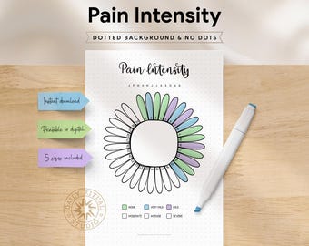 Pain Intensity Tracker Printable – Monthly Pain Level Log for Bullet Journals