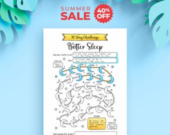 30 Day Better Sleep Challenge Printable — Color a Moon Every Day, Set Your Own Rules
