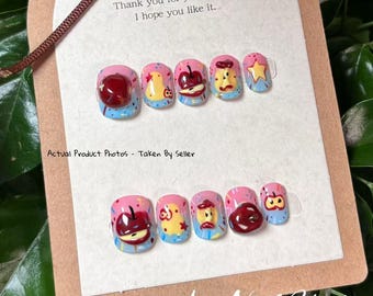 Handgemachte Cartoon Presse auf den Nägeln | Niedliches Gel Nailart Set
