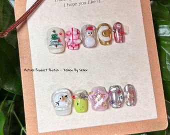 Weihnachten Drücken Sie auf die Nägel | Handgefertigte Urlaub Nailart Set