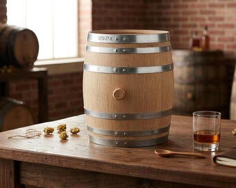 5 Gallon Bourbon Whiskey Barrel, Rustic Oak Barrel for Decor Furniture DIY Projects