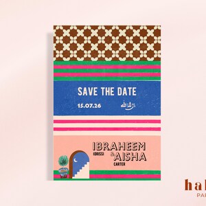 Plantilla para guardar la fecha - Tarjeta geométrica islámica marroquí / Colección moderna y llamativa Marrakech
