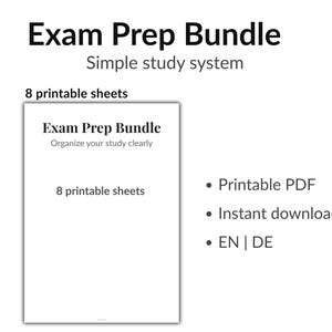 Exam Prep Bundle Printable, Study Planner PDF, Student Planner, Assignment Tracker, Study Schedule