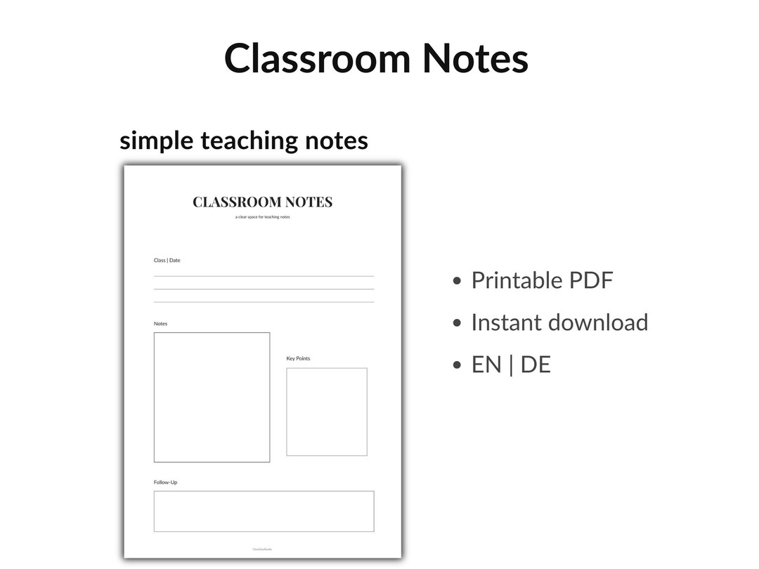 Classroom Notes Printable | Teacher Notes Sheet | Teacher Planner ...