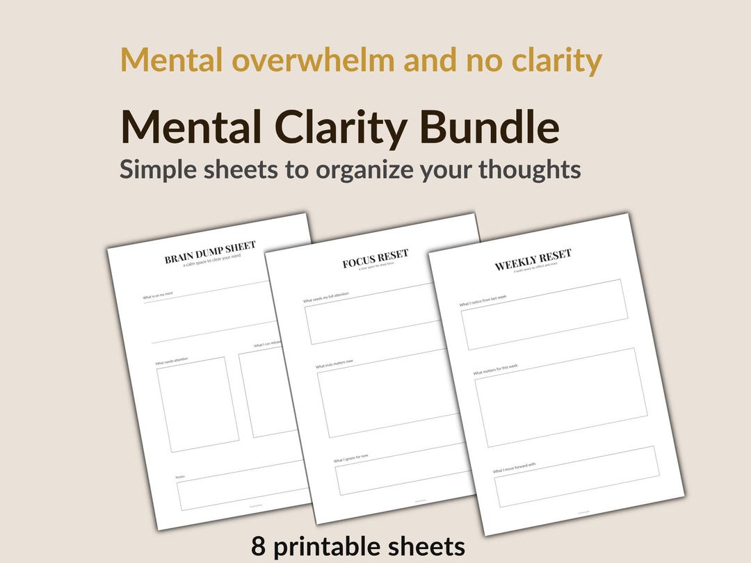 Mental Clarity Bundle Printable | Brain Dump | Overthinking Reset ...