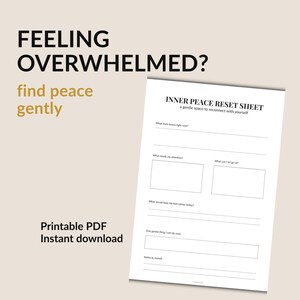 Inner Peace Reset Sheet Printable, Anxiety Relief Worksheet, Emotional Reset Planner, Mental Clarity PDF, Overthinking Help, Self Reflection
