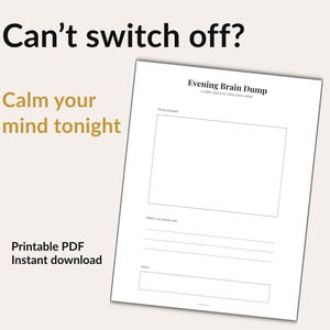 Can’t Switch Off? Evening Brain Dump Printable, Mental Reset Sheet, Calm Your Mind, Overthinking Relief, Night Routine Planner PDF