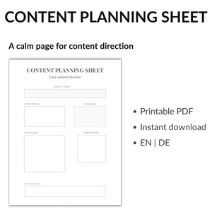 Content Planning Sheet Printable | Minimal Content Organizer for Creators & Businesses | PDF