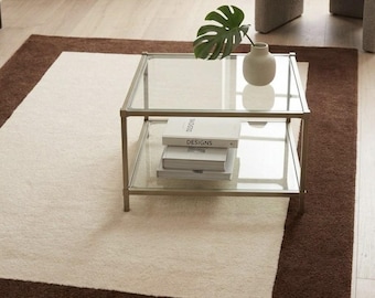 Hand Tufted Wool Rug | Minimalist Border Area Carpet | Scandinavian Living Room 5x7 6x9 8x10