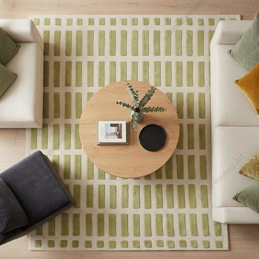 Olive Green Rugs Pattern Hand Tufted Olive Green Wool Rug | Geometric Block Pattern Area Rug ...