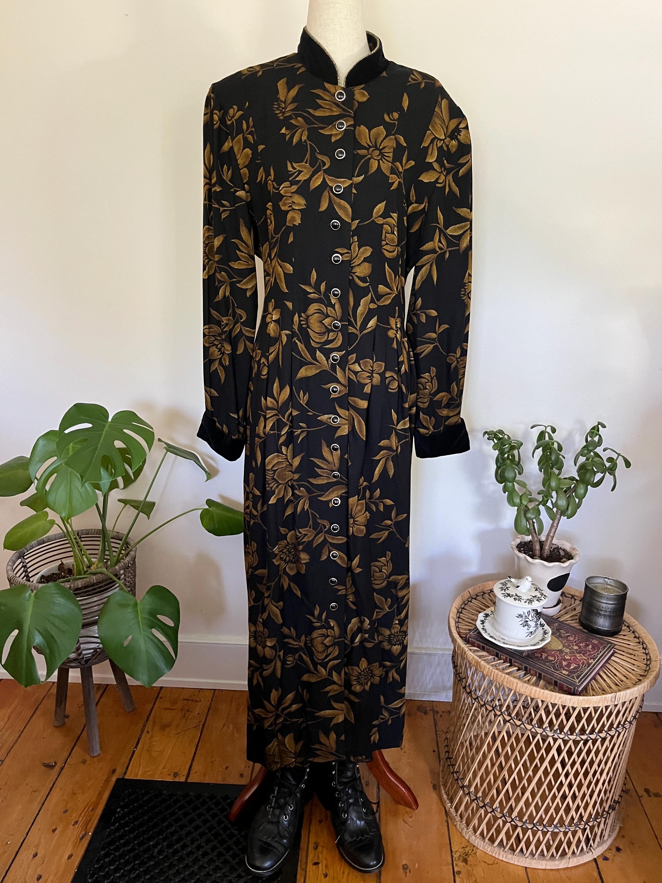 Vintage Jessica Howard Floral Tapestry Maxi Dress: 80s Goth Velvet Collar - Etsy Vintage Jessica Howard Floral Tapestry Maxi Dress: 80s Goth Velvet Collar - Etsy