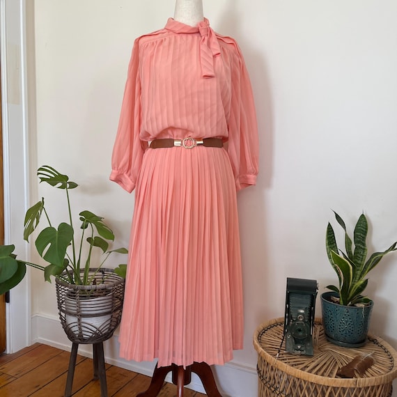 peach pleated dress DOROTHEA PEACH FUZZ SILK PLEATED DRESS | CULT MIA