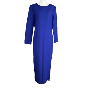 bright blue shift dress Michael Kors Shift Dress Royal Blue Stretch Wool Crepe Size 6 Short Sleeve