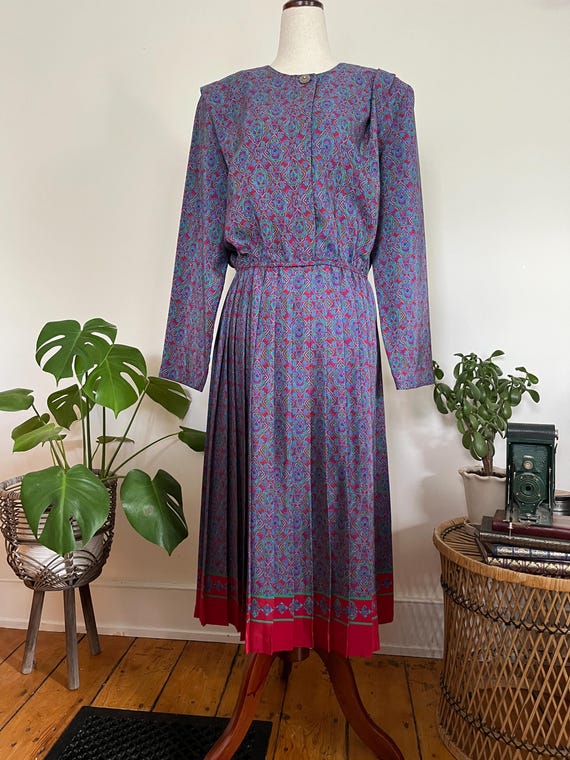 Vintage Leslie Fay Paisley Midi Dress: 80s Poetcore Academia Style Vintage Leslie Fay Paisley Midi Dress: 80s Poetcore Academia Style