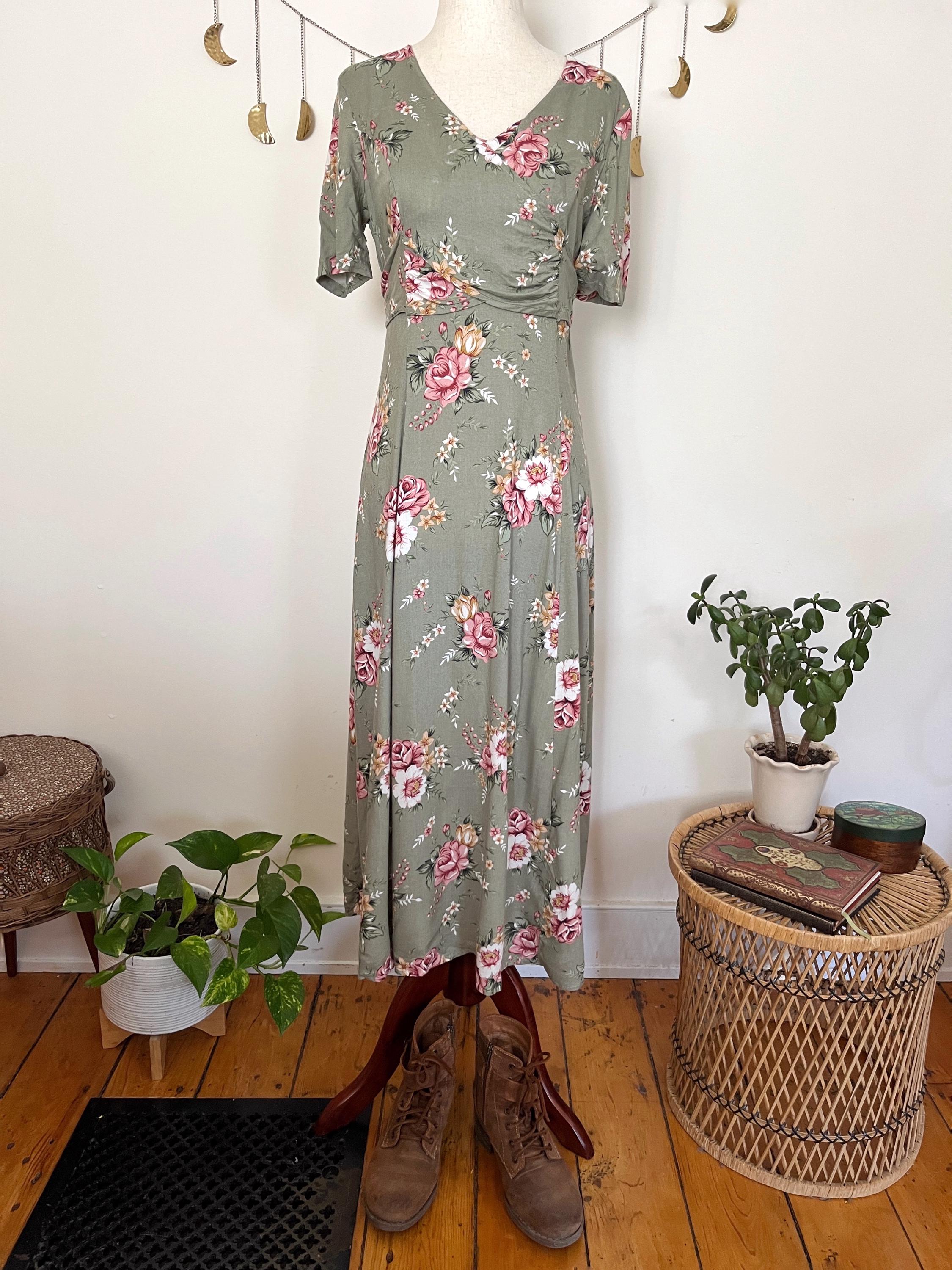 Faux Wrap Midi Dress