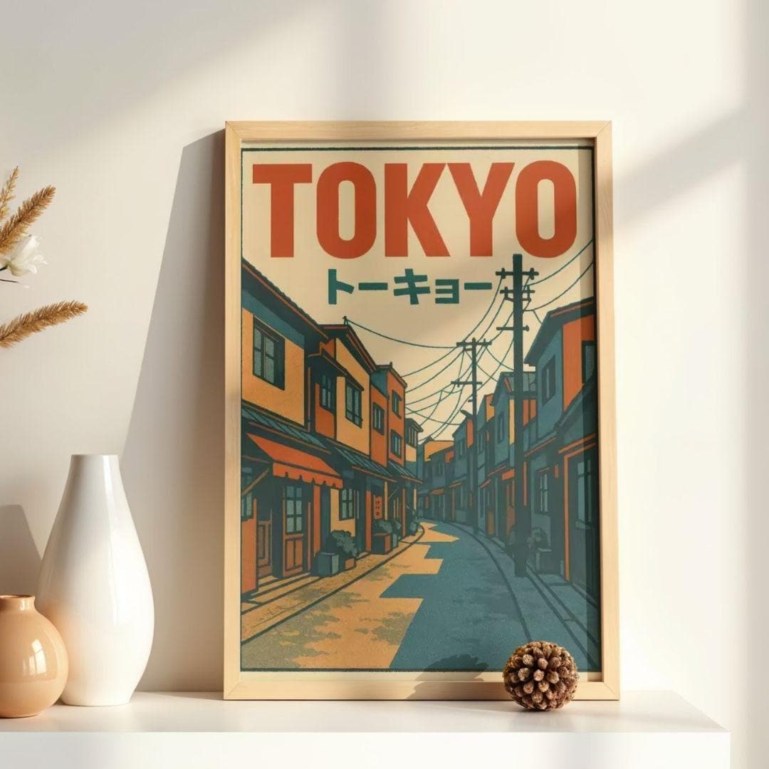 Tokyo Wall Art Print | Japanese Retro Travel Poster | Minimalist Japan ...