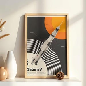 Saturn V Rocket Wall Art Print | Apollo Space Poster | Retro NASA Decor