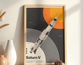 1969 NASA Apollo Saturn V Poster, the Launch Rocket Used in the Moon ...