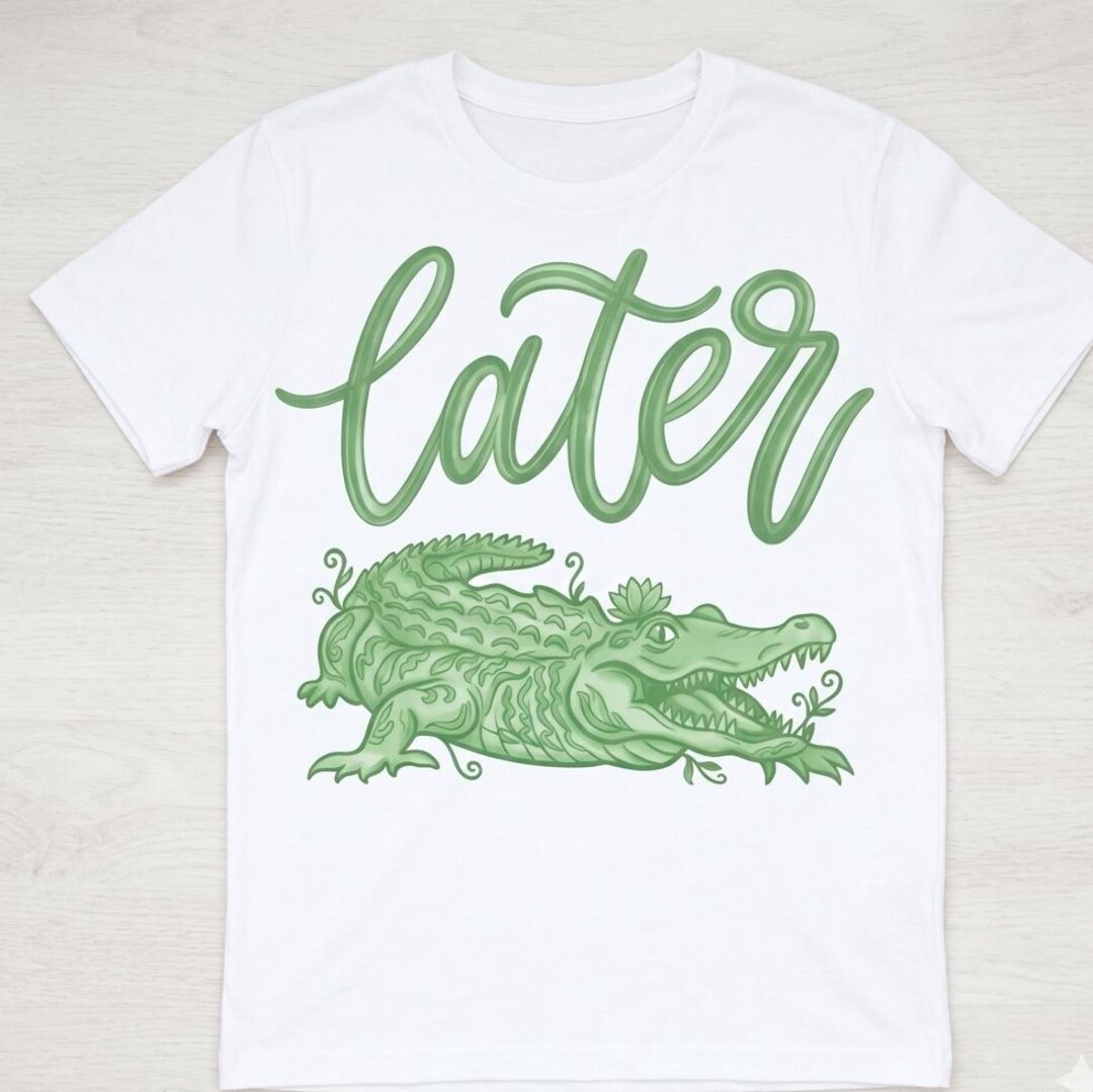 Alligator Script Later Crocodile PNG Bundle, Alligator Clipart, Retro Script Typography ...
