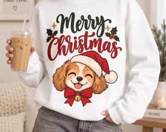 Jersey navideño con diseño de perro, sudadera de Feliz Navidad, regalo para amantes de los perros, sudadera navideña con perro, jersey navideño unisex