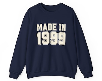 Felpa realizzata nel 1999 / Felpa girocollo con motivo dell'anno di nascita, design retrò vintage con numeri