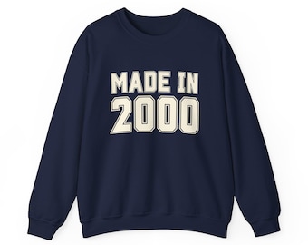 Felpa Made in 2000 / Girocollo con anno di nascita, design retrò vintage con numero