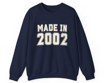 Felpa Made in 2002 / Girocollo con anno di compleanno, design retrò vintage con numero