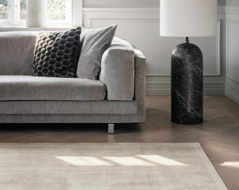 Handloom Beige Silk Viscose Rug: Minimalist Texture, Modern Home Decor