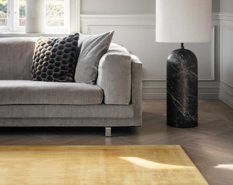 Handloom Mustard Gold Silk Viscose Area Rug – Modern Plain Texture Luxury Floor Rug