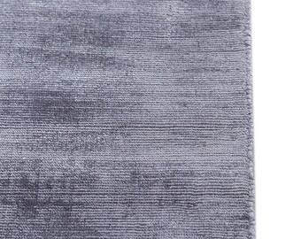 Handloom Grey Silk Viscose Rug - Modern Minimalist Texture