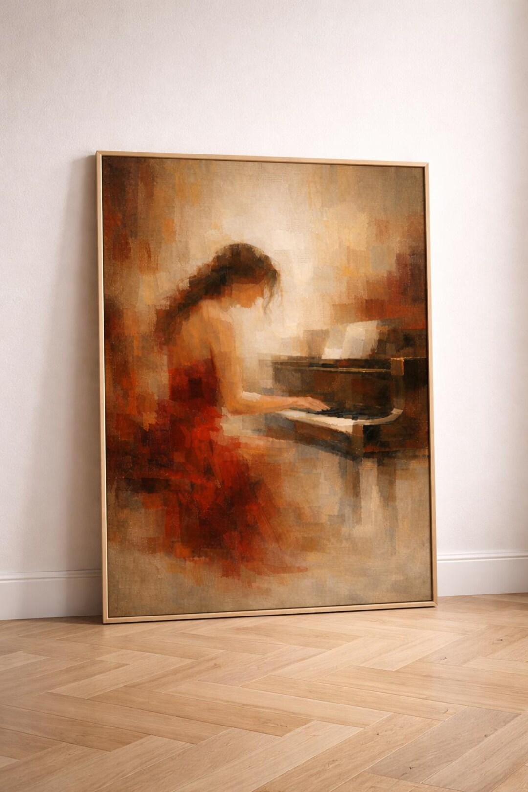 Woman Playing Piano Wall Art, Red Dress Music Poster - Etsy
